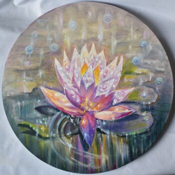 Картина под названием "Shine. Lotus" - Bogdalena Bah, Подлинное произведение искусства, Масло Установлен на Деревянная рама…