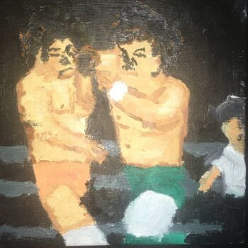 Painting titled "The Japanese Wrestl…" by Bogdan Arkhipov, Original Artwork, Oil