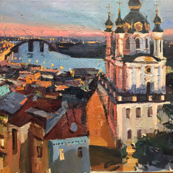 Painting titled "Над Дніпром" by Bogdan Burak, Original Artwork, Oil