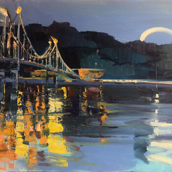Malarstwo zatytułowany „Міст на Труханів” autorstwa Bogdan Burak, Oryginalna praca, Olej