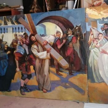 Painting titled "Via-Dolorosa" by Bogdan Burak, Original Artwork, Oil