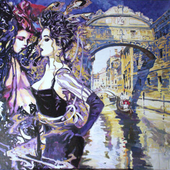 Картина под названием "Female gossip" - Bogdan Burak, Подлинное произведение искусства, Акрил