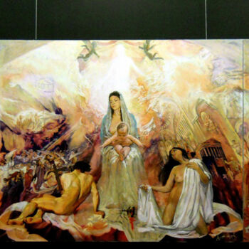 Painting titled "Мадонна у славі та…" by Bogdan Burak, Original Artwork, Oil