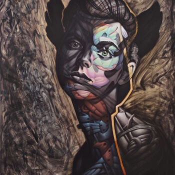 Painting titled "Valkyrie." by Bogdan Dide, Original Artwork, Oil Mounted on Wood Stretcher frame