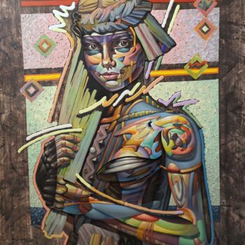 Painting titled "Marta" by Bogdan Dide, Original Artwork, Oil Mounted on Wood Stretcher frame