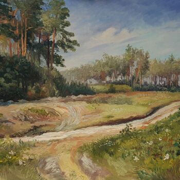 Painting titled "Road to the lakes" by Bogdan Ermakov, Original Artwork, Oil