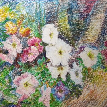 Schilderij getiteld "Evening flowers" door Bogdan Ermakov, Origineel Kunstwerk, Pastel