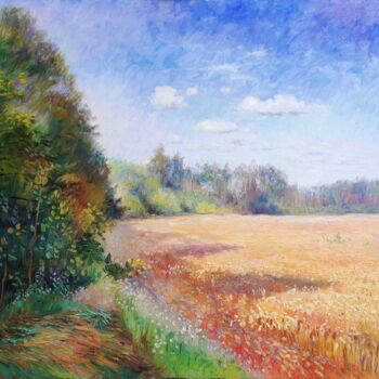 Painting titled "Wheat field" by Bogdan Ermakov, Original Artwork, Oil