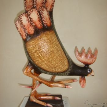 Sculpture titled "Rooster" by Bogdan Lachowicz, Original Artwork, Mixed Media