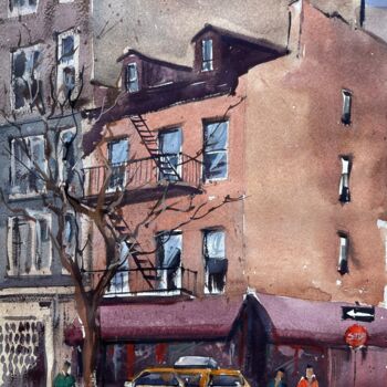 Pintura intitulada "New York Manhattan…" por Bogdan Shiptenko, Obras de arte originais, Aquarela