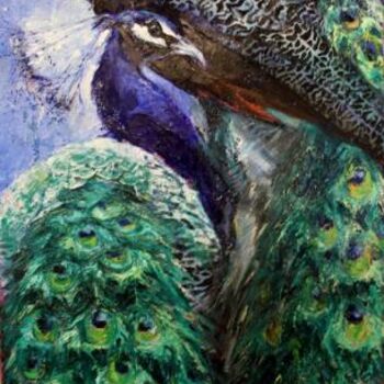 Peinture intitulée "Райские птицы" par Alena Bykova, Œuvre d'art originale