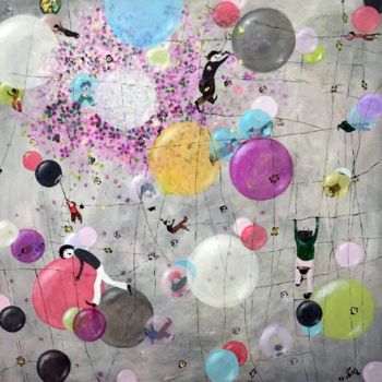 Malerei mit dem Titel "bubble-booom" von Bogner Eva, Original-Kunstwerk, Acryl