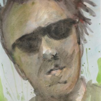 Dessin intitulée "self-portrait abstr…" par Bogumił Lewańczyk, Œuvre d'art originale, Aquarelle