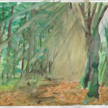 Dessin intitulée "forest / las" par Bogumił Lewańczyk, Œuvre d'art originale, Aquarelle