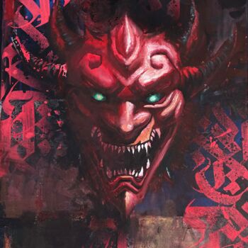 Painting titled "The devil from movi…" by Bohdan Samsonov, Original Artwork, Oil Mounted on Wood Stretcher frame