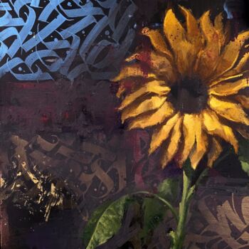 Pittura intitolato "Bleeding Sunflower" da Bohdan Samsonov, Opera d'arte originale, Olio Montato su Telaio per barella in le…