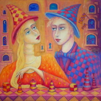 Schilderij getiteld "Czarodzieje" door Bohdan Wincenty Łoboda, Origineel Kunstwerk, Acryl