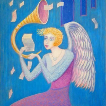 Painting titled "Aniołek - list" by Bohdan Wincenty Łoboda, Original Artwork, Acrylic