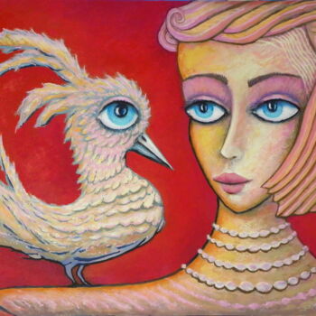 "Przyloty - ptak okr…" başlıklı Tablo Bohdan Wincenty Łoboda tarafından, Orijinal sanat, Akrilik