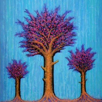 Painting titled "Te trzy drzewa" by Bohdan Wincenty Łoboda, Original Artwork, Acrylic