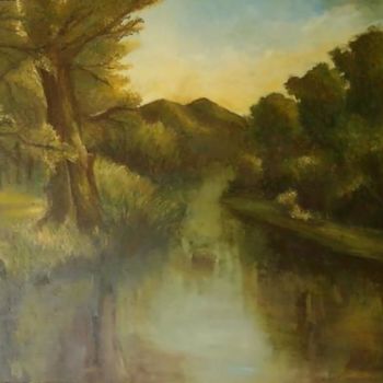 Painting titled "Camino de rio" by Mihaela Mihailovici, Original Artwork, Oil