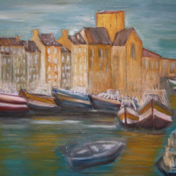 Painting titled "le port d'Honfleur" by Boiko Popov, Original Artwork