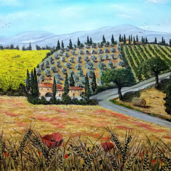 Painting titled "Campagna-toscana2.j…" by Leandro Boi, Original Artwork, Oil