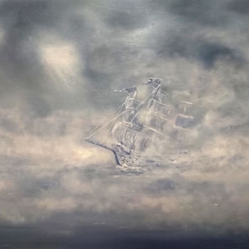 Pintura intitulada "Veliero nella nebbi…" por Leandro Boi, Obras de arte originais, Óleo