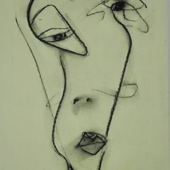 Рисунок под названием "self-portrait" - Bojana Sindjic Antonijevic, Подлинное произведение искусства, Древесный уголь