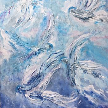 Pittura intitolato "Birds in the sky" da Svitlana Bozhesku, Opera d'arte originale, Acrilico Montato su Telaio per barella i…