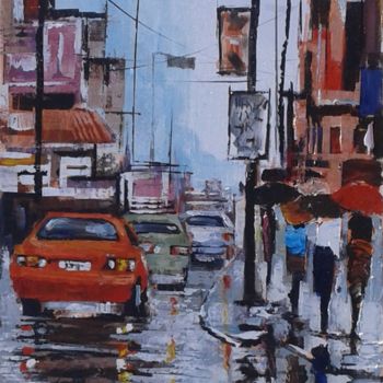 Painting titled "AFTER  THE RAIN" by Ebenezer Borlabie, Original Artwork, Acrylic