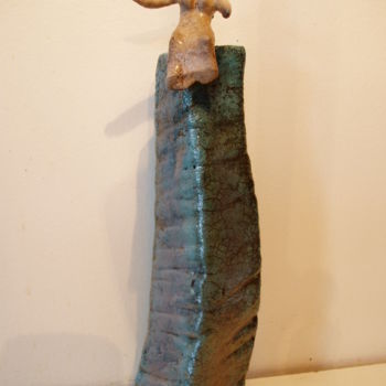 Sculpture titled "COLONNE- ATTENTE" by Nicole Boldo, Original Artwork, Ceramics