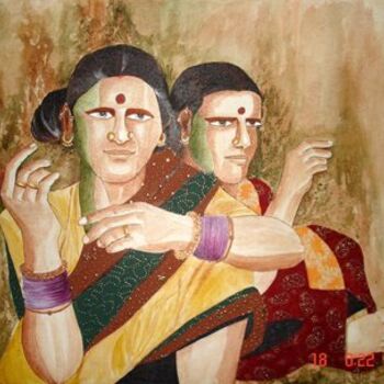 Malerei mit dem Titel "WORKING WOMEN-2" von Bolgum Nagesh Goud, Original-Kunstwerk