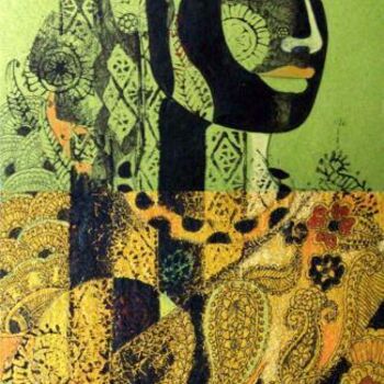 Painting titled "WOMEN -3" by Bolgum Nagesh Goud, Original Artwork