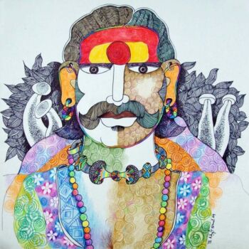 Pintura intitulada "MEN-2" por Bolgum Nagesh Goud, Obras de arte originais
