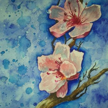 Peinture intitulée "Sakura flowers" par Frolova Anastasia, Œuvre d'art originale