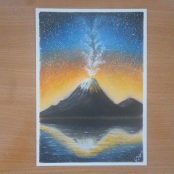 Pintura intitulada "Galaxy mountain" por Bom Art, Obras de arte originais, Pastel