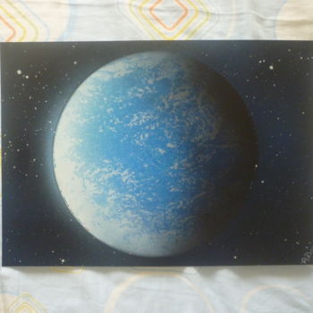 Painting titled "The blue planet" by Bom Art, Original Artwork, Spray paint