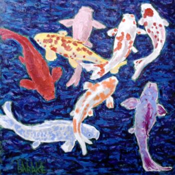 Painting titled "OITO CARPAS KOI" by Barake Sculptor, Original Artwork, Acrylic