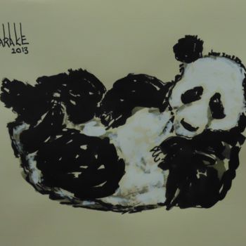 Painting titled "LAZY PANDA" by Barake Sculptor, Original Artwork, Watercolor