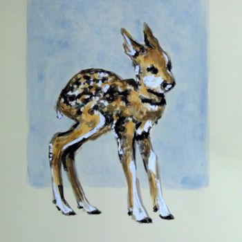 Painting titled "CERF" by Barake Sculptor, Original Artwork, Watercolor