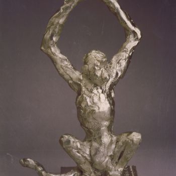 Skulptur mit dem Titel "SINGE ARAIGNÉE  ARG…" von Barake Sculptor, Original-Kunstwerk, Metalle