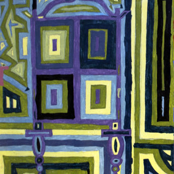 Pintura titulada "Window and wood tex…" por Katia Bondar, Obra de arte original, Acrílico Montado en Panel de madera