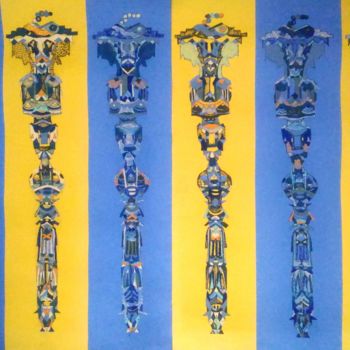 "Twin totems. 2" başlıklı Resim Katia Bondar tarafından, Orijinal sanat, Akrilik