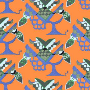 Textile Art titled "Fish scales-foliage…" by Katia Bondar, Original Artwork, Fabric