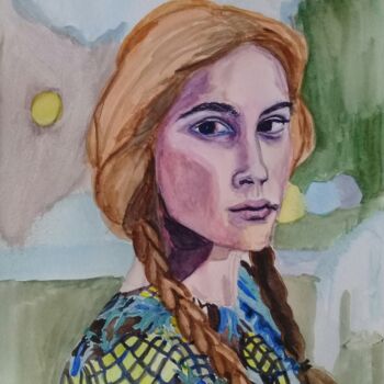 Painting titled "Monica" by Bonifacio Contreras, Original Artwork, Watercolor