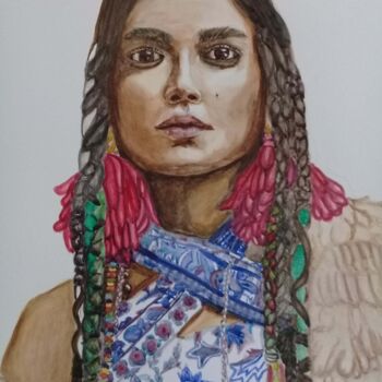 Painting titled "Kaur" by Bonifacio Contreras, Original Artwork, Watercolor