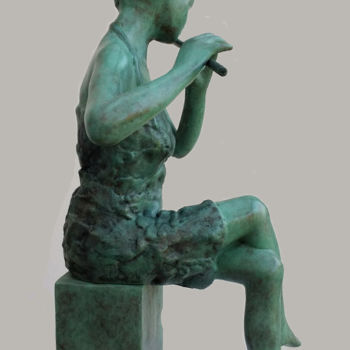 Sculpture intitulée "La flutiste aux pie…" par Line Bonnef, Œuvre d'art originale, Bronze