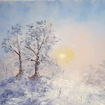 Painting titled "Paysage d’hiver" by Claude Bonnin, Original Artwork, Oil