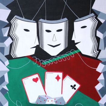 Malerei mit dem Titel "Card Players" von Bonsanthy, Original-Kunstwerk, Acryl